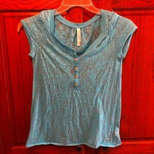 Aeropostale Tourquoise Short Sleeved Button up shirt Jr size M